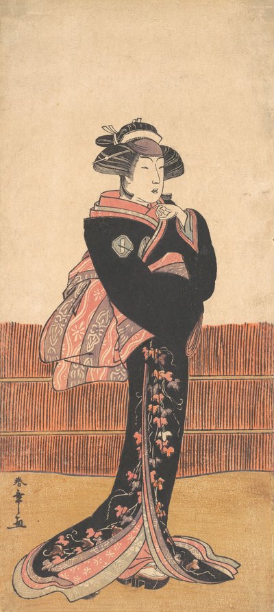 Trzecia Azuma Tozo jako kobieta w czarnym kimonie, prawdopodobnie 1782. autorstwa Shunsho