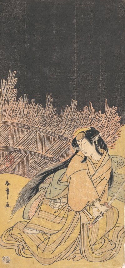 Trzecia Segawa Kikunojo jako kobieta w pozycji kucającej, 1778. autorstwa Shunsho