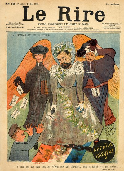 Karykatura Josepha Reinacha, z okładki „Le Rire”, 28 maja 1898 (kolor lito) autorstwa Sibylle Gabrielle de Riquetti de Mirabeau