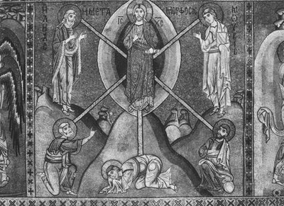 Jezus Chrystus na górze Tabor (mozaika) autorstwa Sicilian School