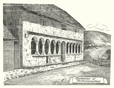 Przytułki w Mortonhampstead (grawerowanie) autorstwa Sidney Heath