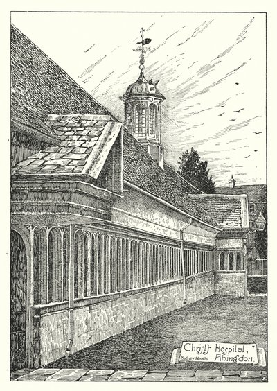 Szpital Chrystusa, Abingdon (grawerowanie) autorstwa Sidney Heath