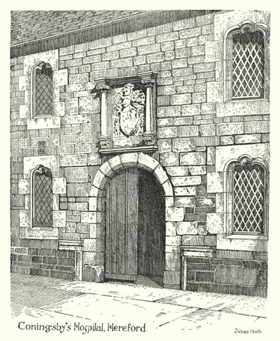 Szpital Coningsby, Hereford (grawerowanie) autorstwa Sidney Heath