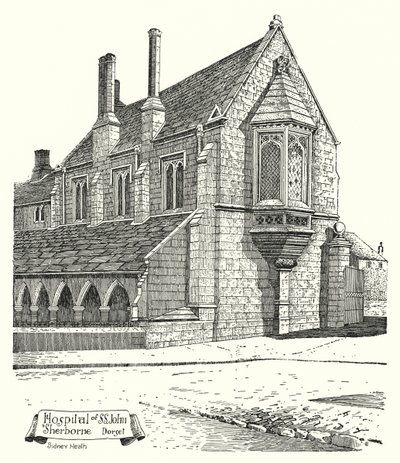 Szpital św. Jana, Sherborne, Dorset (grafika) autorstwa Sidney Heath