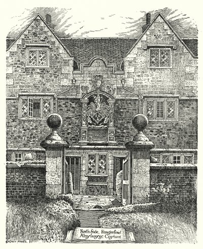 North Side, Hungerford Almshouses, Corsham (grawerowanie) autorstwa Sidney Heath