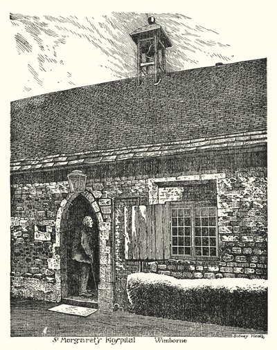 Szpital św Małgorzaty, Wimborne (grawerowanie) autorstwa Sidney Heath