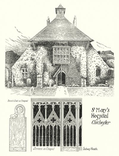 Szpital Mariacki, Chichester (grafika) autorstwa Sidney Heath