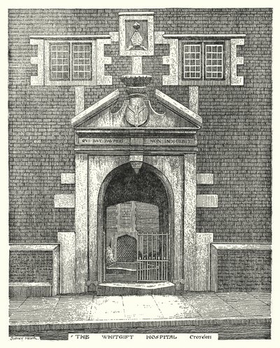 Szpital Whitgift, Croydon (grawerowanie) autorstwa Sidney Heath