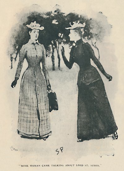 Przyszła jakaś kobieta, aby porozmawiać o lordzie św. Szymonie, 1892 r. autorstwa Sidney Paget