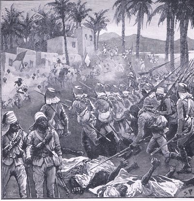 Szturmujący Firketa, ilustracja z Cassells History of England, 1900 autorstwa Sidney Paget