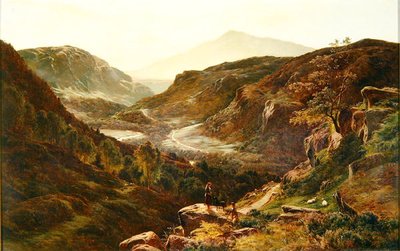 Chłopiec i dziewczynka opiekują się stadem autorstwa Sidney Richard Percy