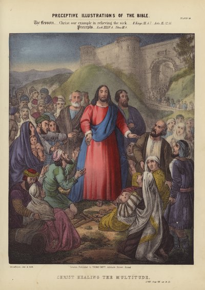 Chrystus uzdrawiający wielość (kolorowy grawerunek) autorstwa Siegfried Detler Bendixen