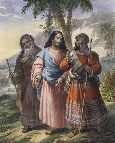 Podróż do Emaus (kolorowy grawerunek) autorstwa Siegfried Detler Bendixen
