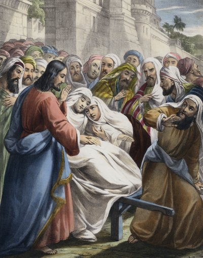 Syn podniesionej do życia wdowy z Nain (kolorowy grawer) autorstwa Siegfried Detler Bendixen