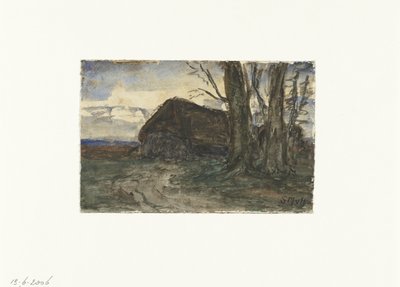 Owczarnia pod drzewami na wieczornym niebie autorstwa Sientje Mesdag van Houten