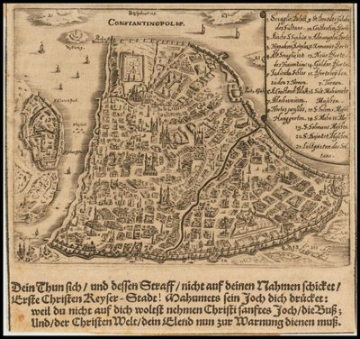 Mapa Konstantynopola z 1668 roku autorstwa Sigmunda von Birkena autorstwa Sigmund von Birken