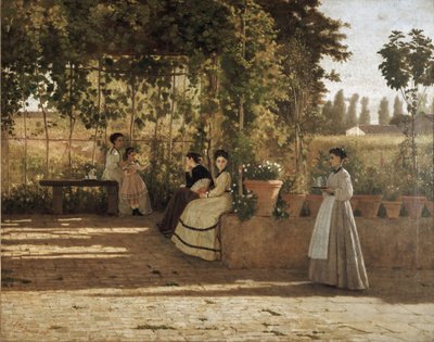 Popołudnie (pergola) (olej na płótnie) autorstwa Silvestro Lega