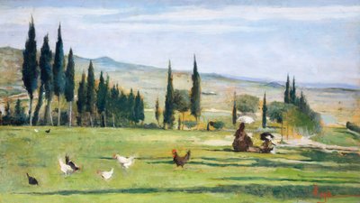 Pejzaż Gabbro, Silvestro Lega (1826-1895), olej na płótnie, 34,5x61 cm. autorstwa Silvestro Lega