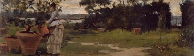 Ogród w Bellariva, ok. 1884, Silvestro Lega (1826-1895), olej na desce, 7x23,5 cm autorstwa Silvestro Lega