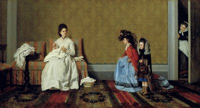 Małe dziewczynki bawiące się w panie autorstwa Silvestro Lega