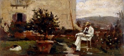 Luigi Tommasi w ogrodzie autorstwa Silvestro Lega
