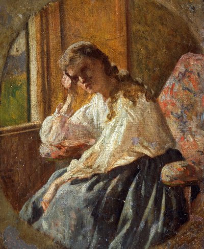Studium postaci kobiecej, Silvestro Lega (1826-1895), Fragment tryptyku autorstwa Silvestro Lega