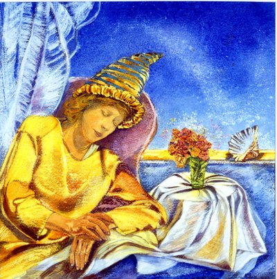 Śpiący mag, 2005 (akwarela) autorstwa Silvia Pastore