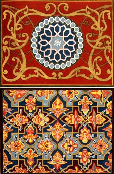 Detale dekoracyjne z „Sztuka Azji Środkowej”, wyd. 1879-83 autorstwa Simakoff N.