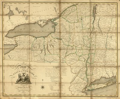 Mapa stanu Nowy Jork. LOC 74696138 autorstwa Simeon De Witt