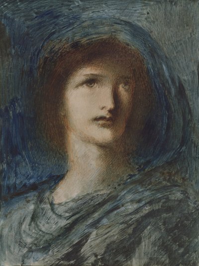 Głowa młodej dziewczyny (toaleta, długopis i atrament na papierze) autorstwa Simeon Solomon