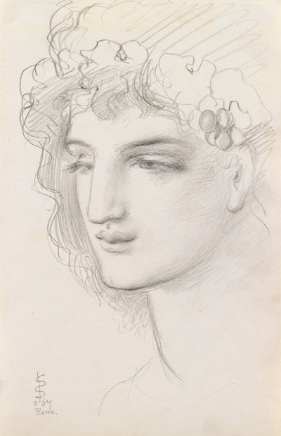 Studium głowy z girlandą, 1867 autorstwa Simeon Solomon