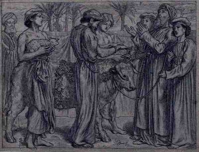 Pierwsza ofiara Aarona (pióro i atrament) autorstwa Simeon Solomon
