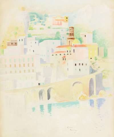Atrani, Wybrzeże Amalfi (pastel na papierze) autorstwa Simon Albert Bussy