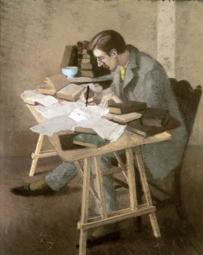 Portret Lyttona Stracheya (pastel na papierze) autorstwa Simon Albert Bussy
