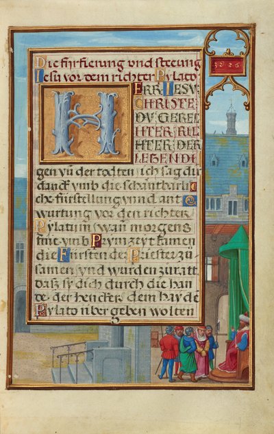 Rand mit einem gefangenen Propheten vor einem Fürsten oder König autorstwa Simon Bening