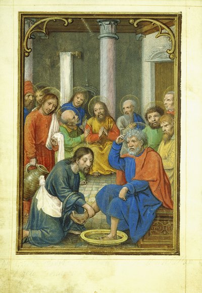 Chrystus myjący stopy Piotra, 1520 r. autorstwa Simon Bening