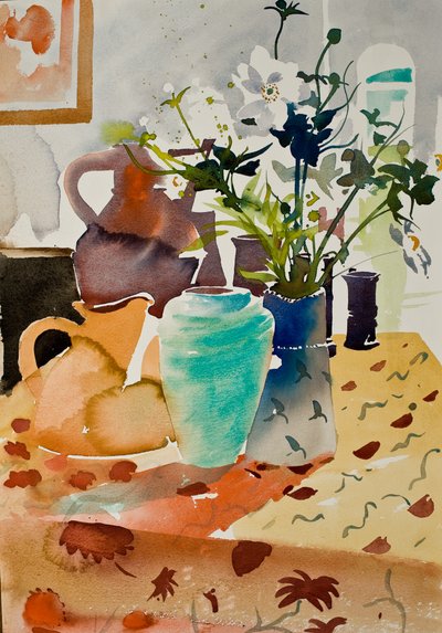 Zawilce japońskie, 2015 (akwarela) autorstwa Simon Fletcher