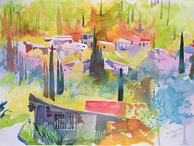Anno Korikiana, Korfu, 2005 (akwarela) autorstwa Simon Fletcher