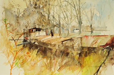 Canal du Midi, 2000 (akwarela autorstwa Simon Fletcher