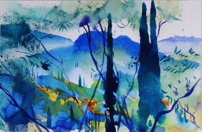 Korfu, niedaleko Pagoi, 2005 (akwarela na papierze) autorstwa Simon Fletcher