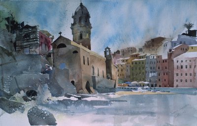 Fernazza, Cinque Terre, 2002 (akwarela na papierze) autorstwa Simon Fletcher