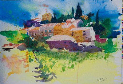 Fouzilhon, 2009 (akwarela) autorstwa Simon Fletcher