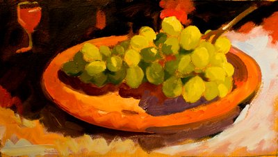 Winogrona II, 2016 (olej na karcie) autorstwa Simon Fletcher