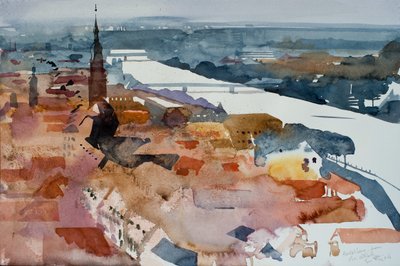 Heidelberg z zamku, 2006 (akwarela) autorstwa Simon Fletcher