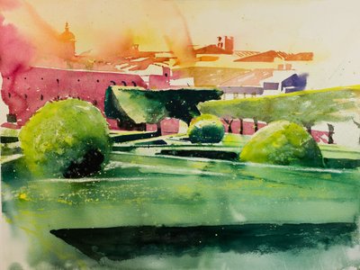 Horti Leonini (akwarela na papierze) autorstwa Simon Fletcher