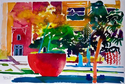 Palace Court, Abu Dhabi, 2012 (akwarela na papierze) autorstwa Simon Fletcher