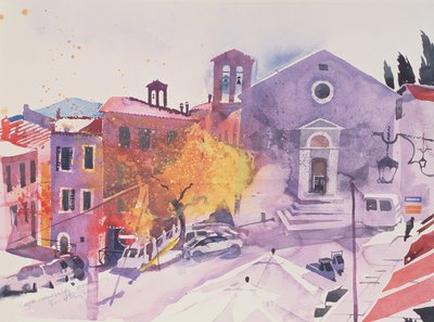 Piazza Garibaldi, Montalcino, 2002 (akwarela na papierze) autorstwa Simon Fletcher