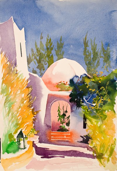 Różowy dwór, 2016 (akwarela) autorstwa Simon Fletcher