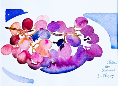 Plateau des Raisins (akwarela na papierze) autorstwa Simon Fletcher