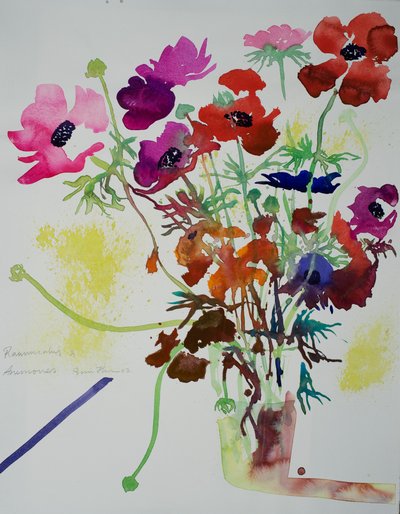 Jaskier i zawilce, 2010 (akwarela) autorstwa Simon Fletcher